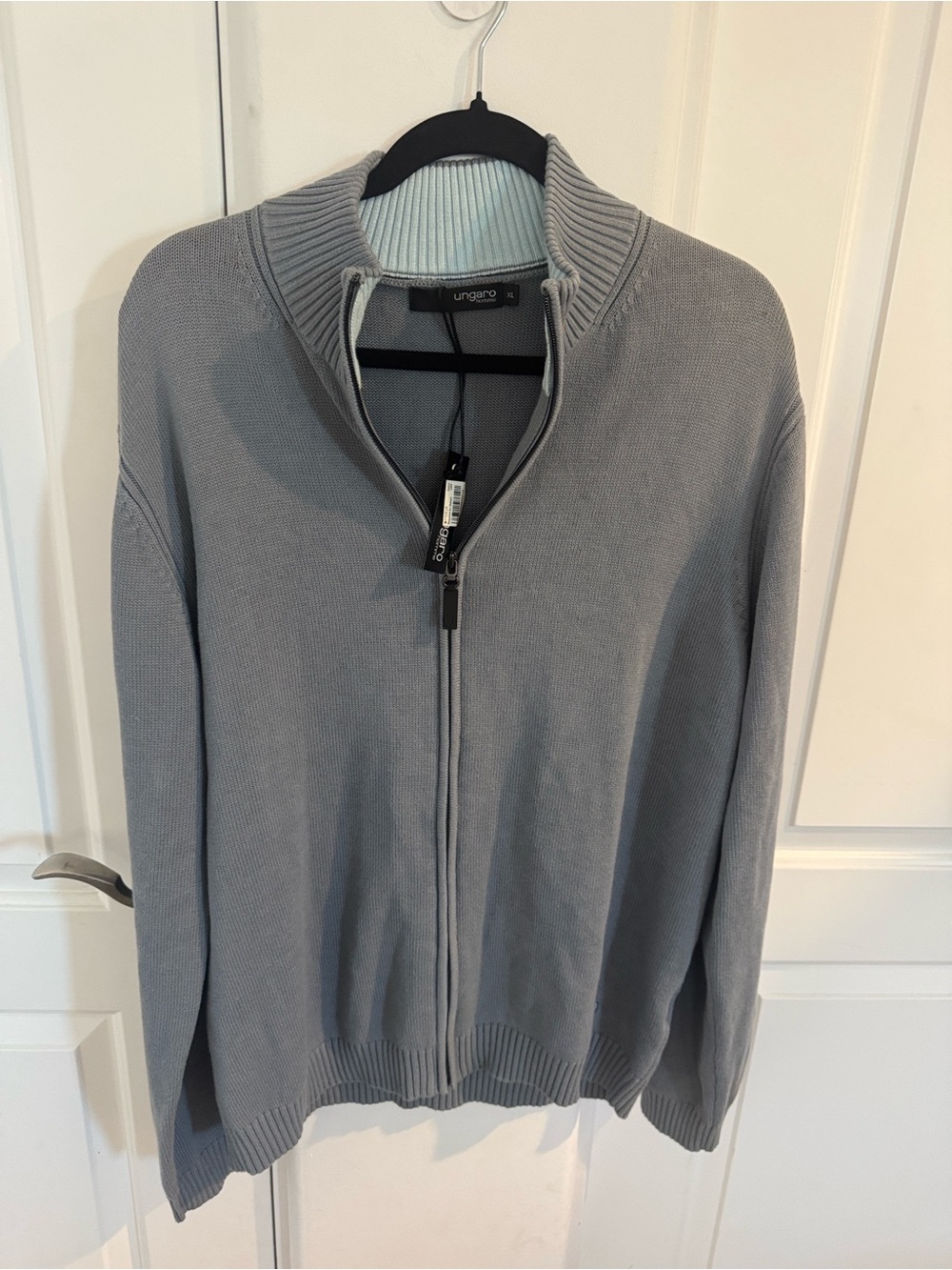 Emanuel Ungaro Men's Gray Full-Zip Knit Cardigan